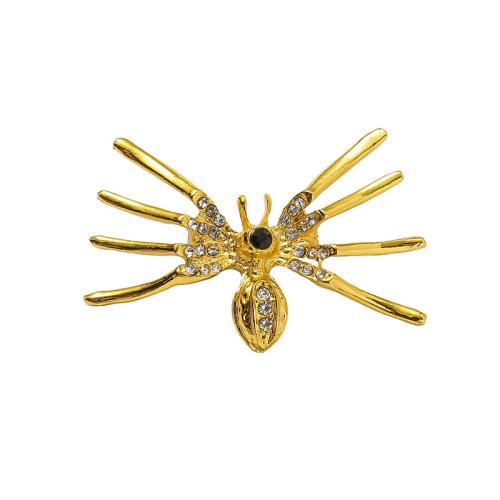 Zinc Alloy Brooches Spider plated fashion jewelry & enamel & with rhinestone nickel lead & cadmium free Sold By PC