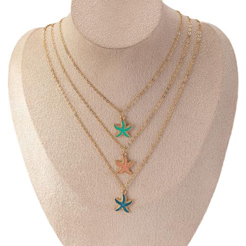 Zinc Alloy Jewelry Necklace Starfish plated for woman & enamel Sold By PC