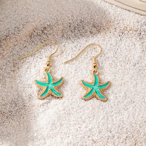 Sinc Alloy Earrings, Starfish, plátáilte, do bhean & cruan, óir, Díolta De réir Péire