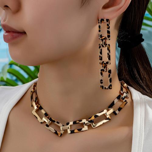 Zinc Alloy Jewelry Sets earring & necklace plated for woman gold Sold By Set