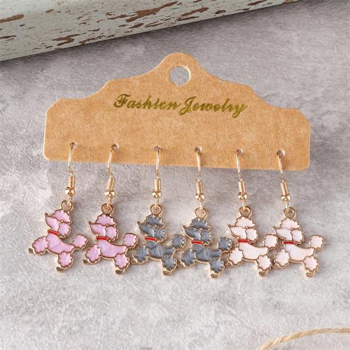 Zinc Alloy Drop Earrings plated three pieces & for woman & enamel mixed colors Sold By Set