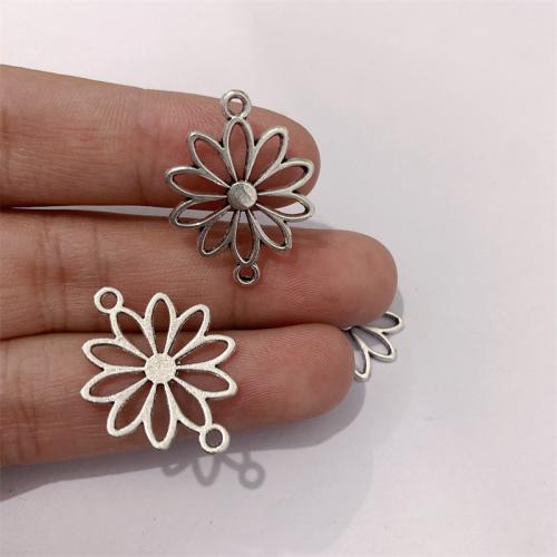 Flower Zinc Alloy Connector antique silver color plated DIY & 1/1 loop Sold By Bag