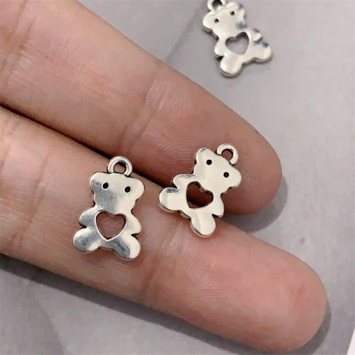 Sinkkiseos Animal riipukset, Karhu, antiikki hopea päällystetty, tee-se-itse, 9x13mm, 100PC/laukku, Myymät laukku