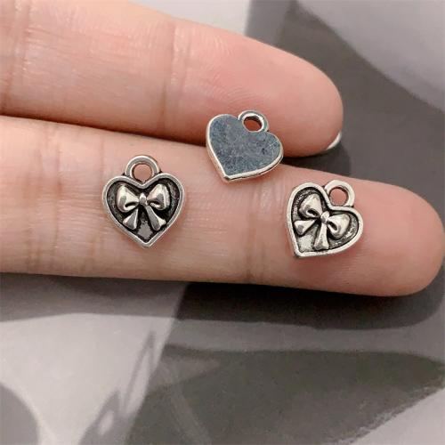 Zinc Alloy Heart Pendants antique silver color plated DIY US Ring Sold By Bag