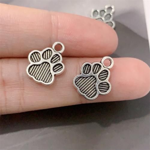 Zink Alloy Halsband, Bear Paw, antik silver pläterad, DIY, 12x15mm, 100PC/Bag, Säljs av Bag