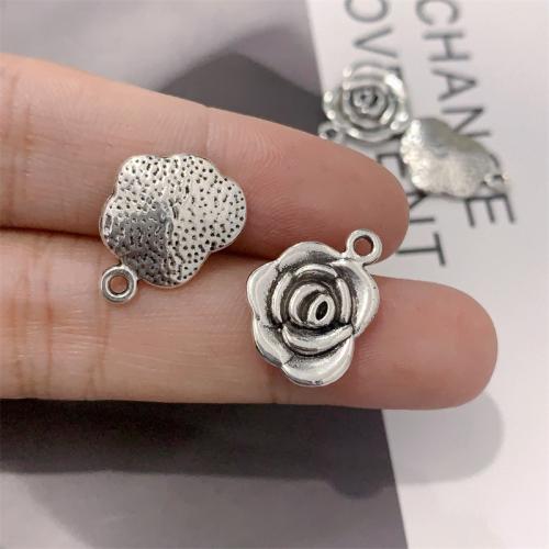 Pendentifs fleurs en alliage de zinc, Rose, Plaqué de couleur d'argent, DIY, 13x17mm, 100PC/sac, Vendu par sac