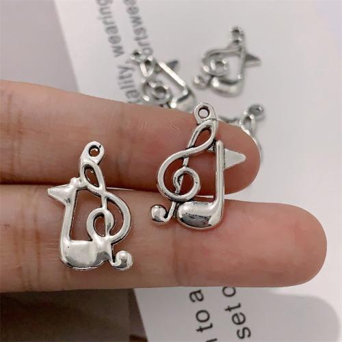 Zink Alloy Halsband, Music Note, antik silver pläterad, DIY, 15x21mm, 100PC/Bag, Säljs av Bag