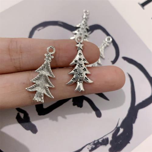 Zinc Alloy Pendants Christmas Tree antique silver color plated DIY Sold By Bag