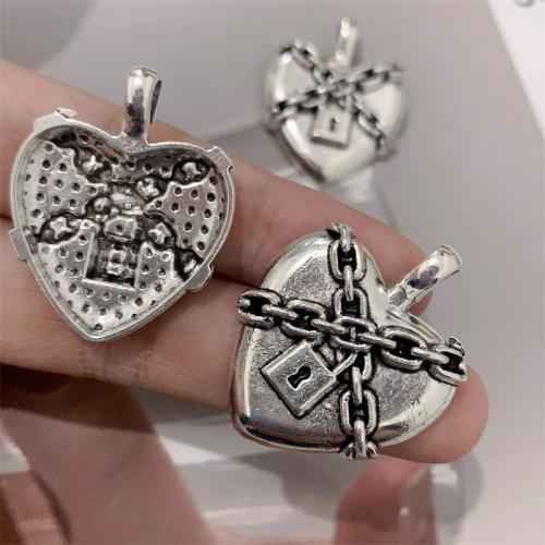 Zinc Alloy Heart Pendants antique silver color plated DIY Sold By Bag