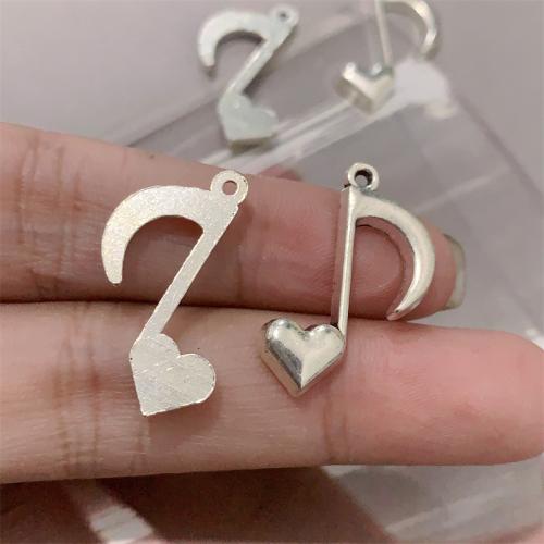 Zinklegering Hangers, Zinc Alloy, Nota van de Muziek, antiek zilver plated, DIY, 17x25mm, 100pC's/Bag, Verkocht door Bag