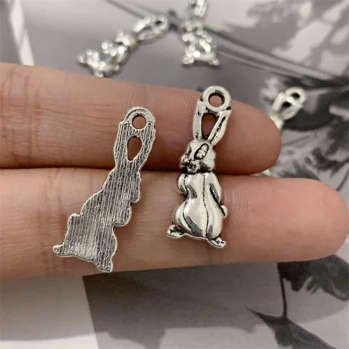 Zinc Alloy Animal Pendants Rabbit antique silver color plated DIY Sold By Bag