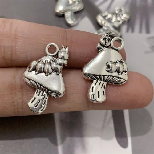 Zinc Alloy Pendants mushroom antique silver color plated DIY Sold By Bag