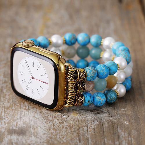 Impression Jasper Watch Bracelet with Plastic Pearl & 304 Stainless Steel multilayer & Unisex Sold By PC