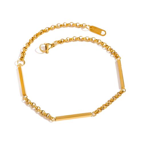 Bijoux bracelet en acier inoxydable, Acier inoxydable 304, avec 5cm chaînes de rallonge, Plaqué or 18K, bijoux de mode & pour femme, doré, Longueur Environ 16.5 cm, Vendu par PC