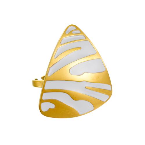 Stainless Steel Finger Ring 304 Stainless Steel Triangle fashion jewelry & for woman & enamel golden Sold By PC