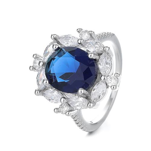 Kubieke Circonia Micro Pave Brass Ring, Messing, verschillende grootte voor keus & micro pave zirconia & voor vrouw, Verkocht door PC