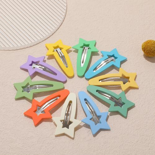 Clips del Pelo, aleación de zinc, Estrella, barniz de secado al horno, para mujer, Color aleatorio, libre de níquel, plomo & cadmio, 60mm, aproximado 100PCs/Bolsa, Vendido por Bolsa