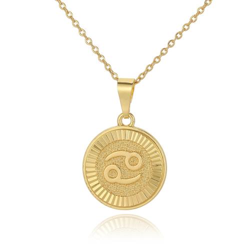 Brass Necklace with 5cm extender chain 12 Signs of the Zodiac gold color plated fashion jewelry & for woman nickel lead & cadmium free Length Approx 45 cm Sold By PC