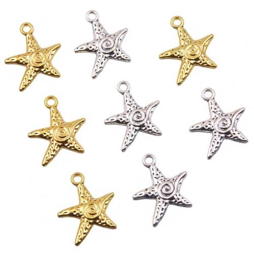 Sinc Alloy Pendants Ainmhithe, Starfish, plátáilte, DIY, dathanna níos mó le haghaidh rogha, nicil, luaidhe & caidmiam saor in aisce, 19x23mm, Poll:Thart 2mm, Thart 100ríomhairí pearsanta/Mála, Díolta De réir Mála