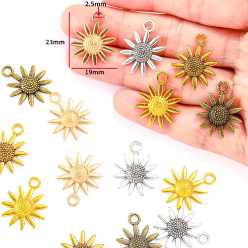 Pendentifs fleurs en alliage de zinc, Tournesol, Placage, DIY, plus de couleurs à choisir, 23x19mm, 100PC/sac, Vendu par sac