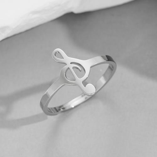 Stainless Steel Finger Ring 304 Stainless Steel Music Note plated Adjustable & for woman inner ~20mm Sold By PC