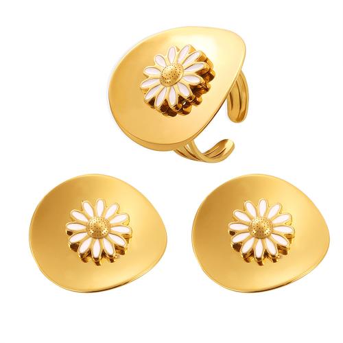 Enamel Stainless Steel Jewelry Set 304 Stainless Steel 18K gold plated & for woman Sold By PC