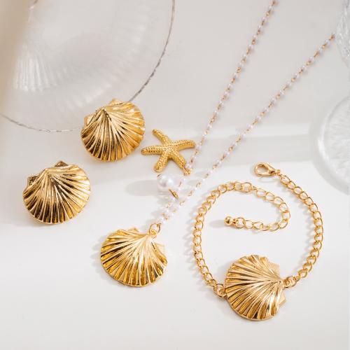 Zinc Alloy Jewelry Sets with Plastic Pearl Shell plated fashion jewelry & for woman Sold By PC