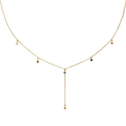 Collier en laiton cubique Zircon Micro Pave, Placage, pavé de micro zircon & pour femme, Or, Length :40cm+5cm+5cm extension chain, Vendu par PC