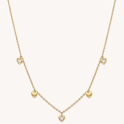 Cubic Zircon Micro Pave Brass Necklace plated micro pave cubic zirconia & for woman gold Length Approx 41-50 cm Sold By PC