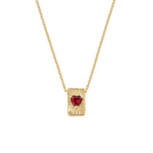 Brass Necklace with Ruby with 5CM extender chain plated for woman gold Length Approx 40 cm Sold By PC