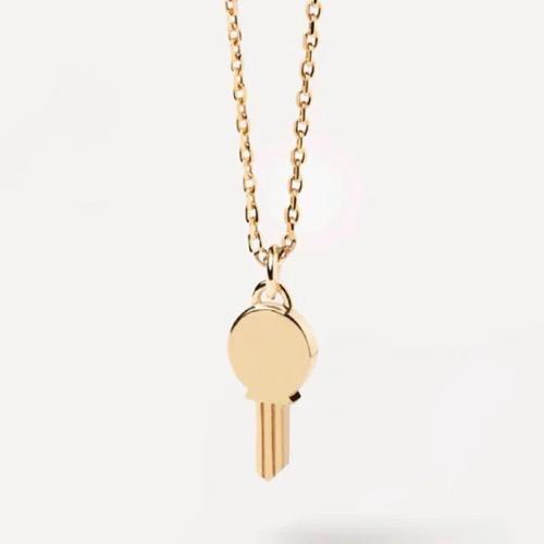 Brass Necklace Key plated for woman Length Approx 41-50 cm Sold By PC