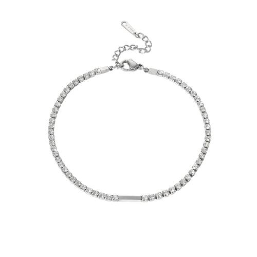 Roestvrijstalen Anklet, 304 roestvrij staal, verschillende stijlen voor de keuze & micro pave zirconia & voor vrouw, meer kleuren voor de keuze, Verkocht door PC