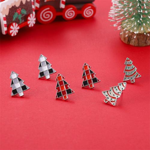 Christmas Earrings Zinc Alloy plated Christmas Design & three pieces & for woman & enamel mixed colors Sold By Set