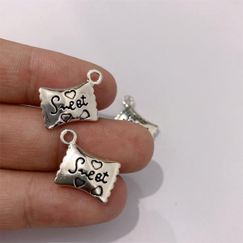 Sinc Alloy Pendants, Candy, dath airgid antique plátáilte, DIY, 17x13mm, 100ríomhairí pearsanta/Mála, Díolta De réir Mála