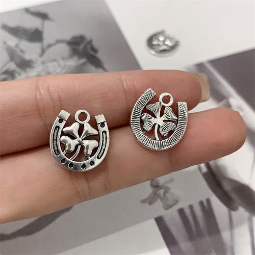 Zinc Alloy Clover Pendant Four Leaf Clover antique silver color plated DIY Sold By Bag