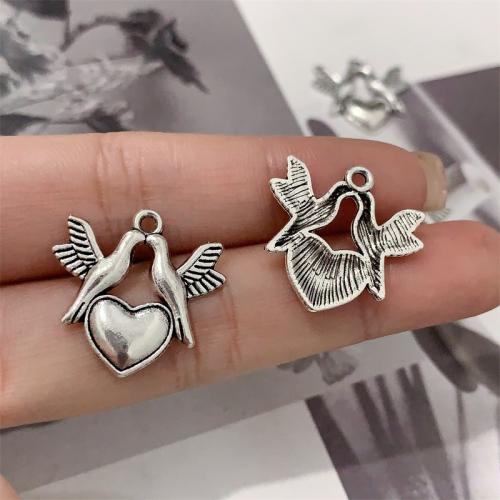 Zinc Alloy Animal Pendants Pigeon antique silver color plated DIY Sold By Bag