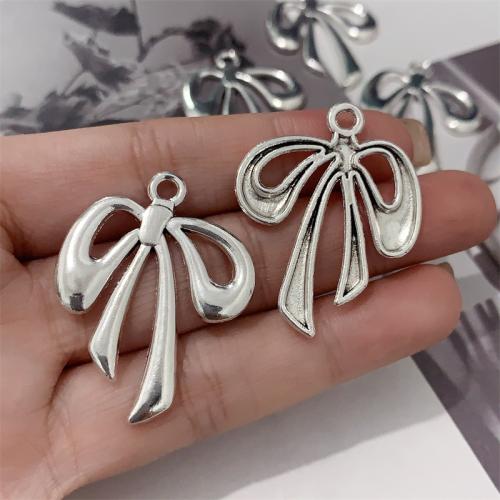 Zinc Alloy Bowknot pendentifs, alliage de zinc, Noeud papillon, Plaqué de couleur d'argent, DIY, 29x37mm, 100PC/sac, Vendu par sac