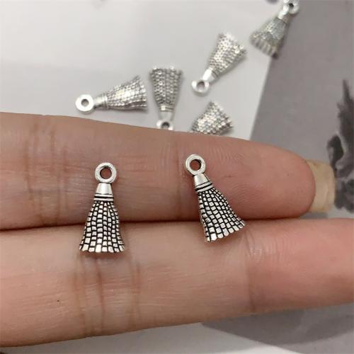 Sinc Alloy Pendants, tassel, dath airgid antique plátáilte, DIY, 7x13mm, 100ríomhairí pearsanta/Mála, Díolta De réir Mála