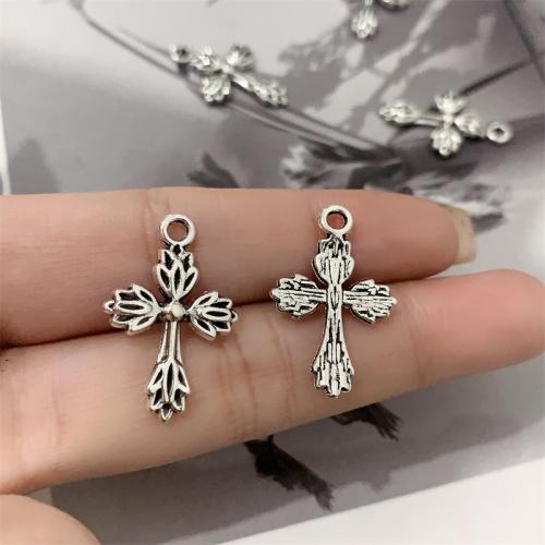 Zinc Alloy Cross Pendants antique silver color plated DIY Sold By Bag