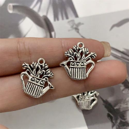 Zinc Alloy Pendants Teapot antique silver color plated DIY Sold By Bag