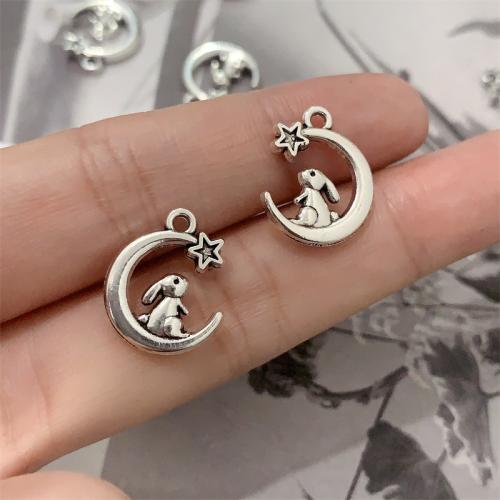 Zinc Alloy Pendants Moon and Star antique silver color plated DIY Sold By Bag