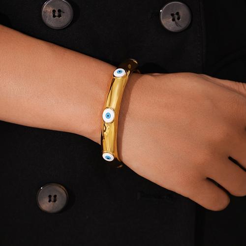 Evil Eye Jewelry Bracelet 304 Stainless Steel Vacuum Ion Plating evil eye pattern & for woman & enamel Sold By PC