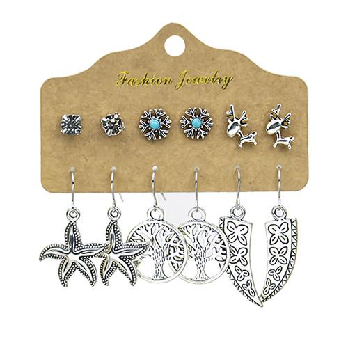 Sinc Alloy Earring Socraigh, le Turquoise sintéiseach & Pearl Plaisteacha, plátáilte, seanré & stíleanna éagsúla do rogha & do bhean & le rhinestone & log, Díolta De réir Socraigh