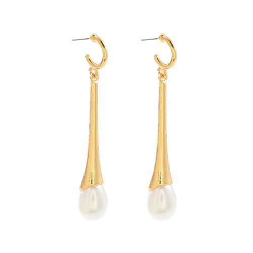 Zinklegering oorknoppen, Zinc Alloy, met Plastic Pearl, mode sieraden & voor vrouw, meer kleuren voor de keuze, 76x13mm, Verkocht door pair