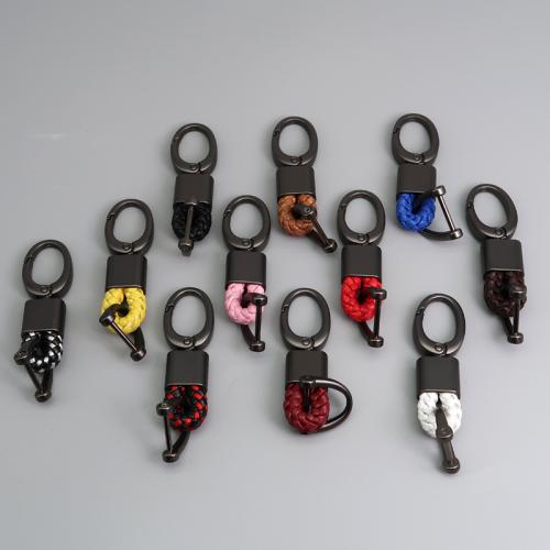 Porte-clés, alliage de zinc, avec cuir PU, pour homme, plus de couleurs à choisir, 80x26mm, Vendu par PC