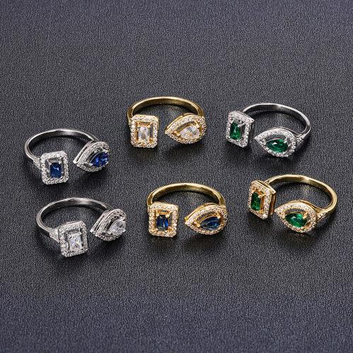 Kubieke Circonia Micro Pave Brass Ring, Messing, mode sieraden & micro pave zirconia & voor vrouw, meer kleuren voor de keuze, Verkocht door PC