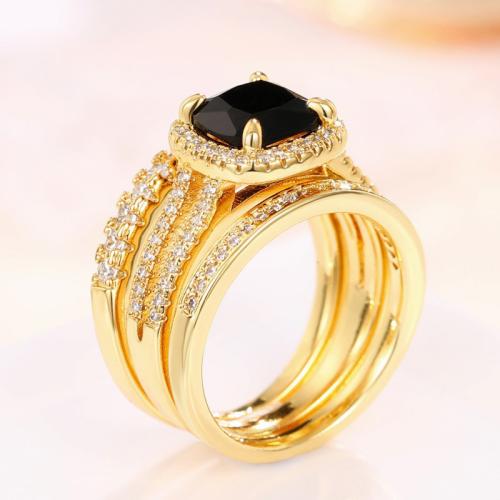 Fashion Brass Ring Set three pieces & Unisex & micro pave cubic zirconia Sold By Set