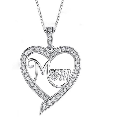 Cubic Zircon Micro Pave Brass Necklace Heart fashion jewelry & micro pave cubic zirconia & for woman Sold Per Approx 45 cm Strand