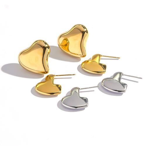 Stainless Steel Stud Earrings 304 Stainless Steel Heart Vacuum Ion Plating fashion jewelry & for woman Sold By Pair