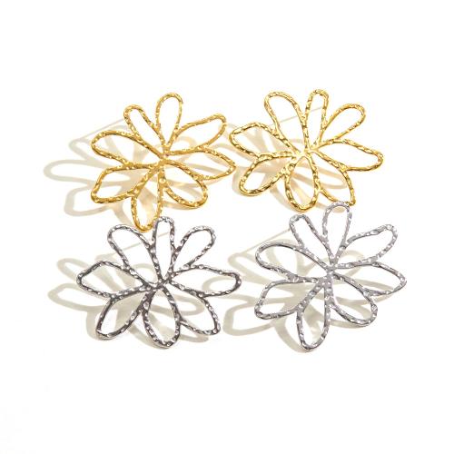 Stainless Steel Stud Earrings 304 Stainless Steel Flower Vacuum Ion Plating fashion jewelry & for woman & hollow Sold By Pair